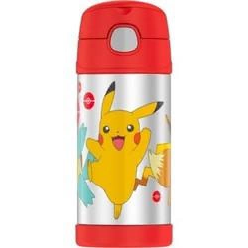 THERMOS FUNTAINER 12 Ounce Stainless Steel Vacuum Insulated Kids Straw  Bottle, Pokemon