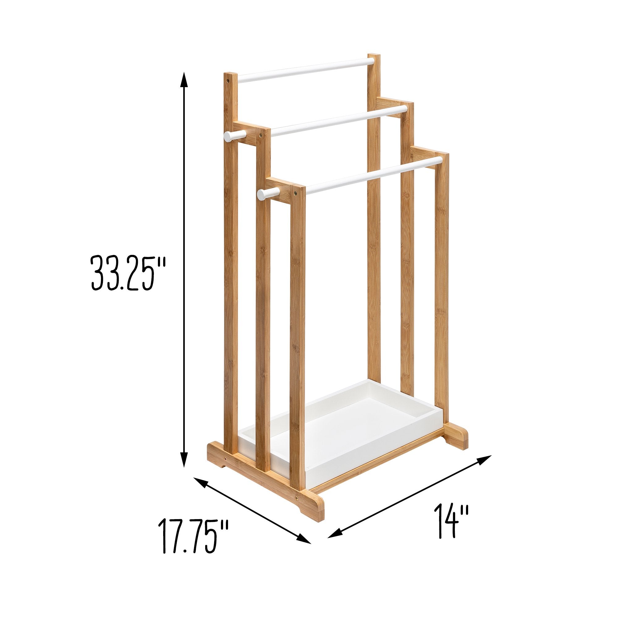 Honey-Can-Do Bamboo 3-Tier Freestanding Towel Rack, Natural/White