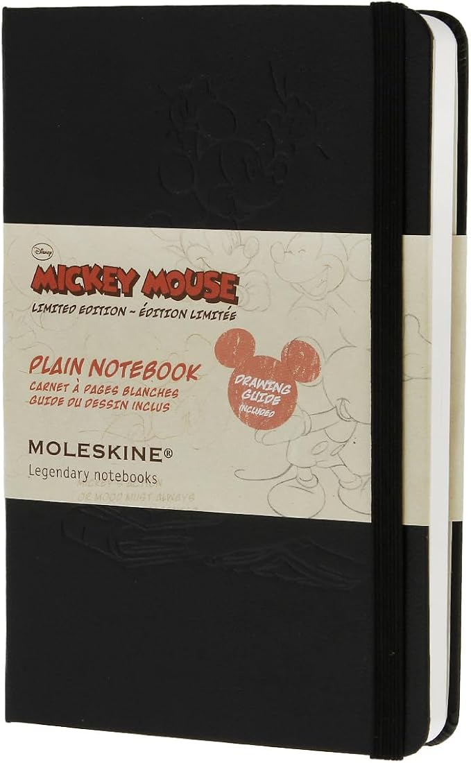 Moleskine Limited Edition Mickey Mouse Notebook, Hard Cover, Pocket (3.5" x 5.5") Plain/Blank, Black, 192 Pages