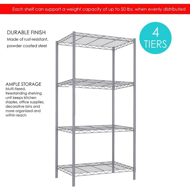 4 Tier Storage Shelf with Cabinet - Grey