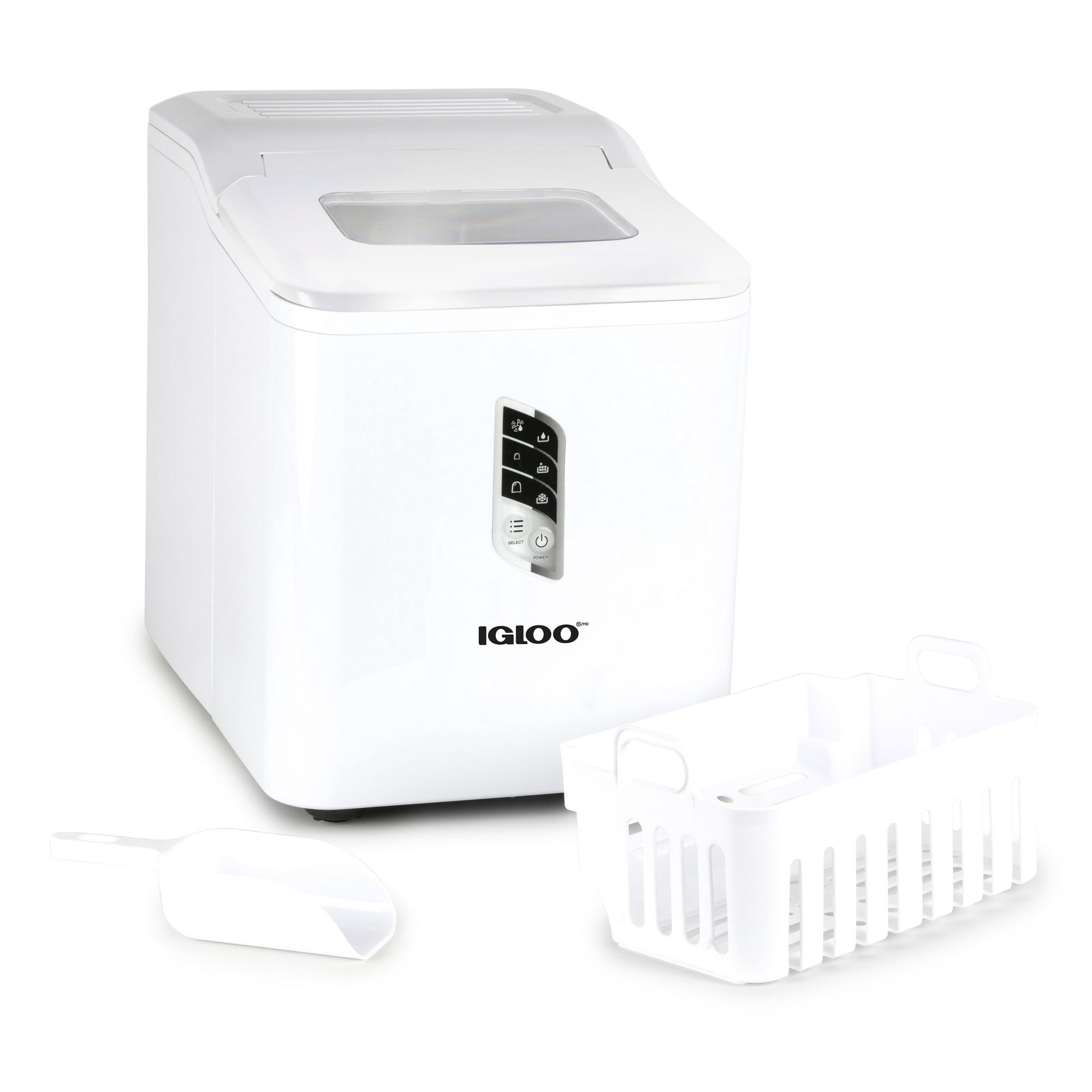 Igloo IGLICEB26HNWH 26-Pound Automatic Self-Cleaning Portable Countertop Ice Maker Machine With Hand