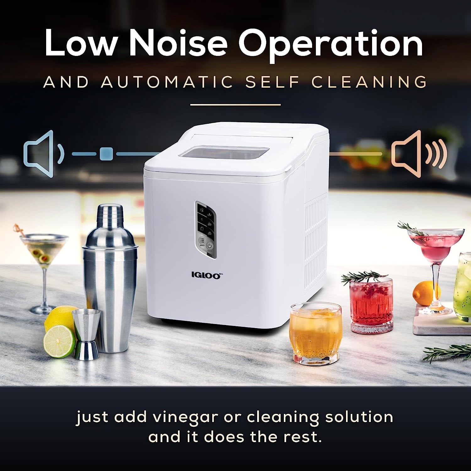 Igloo IGLICEB26HNWH 26-Pound Automatic Self-Cleaning Portable Countertop Ice Maker Machine With Hand